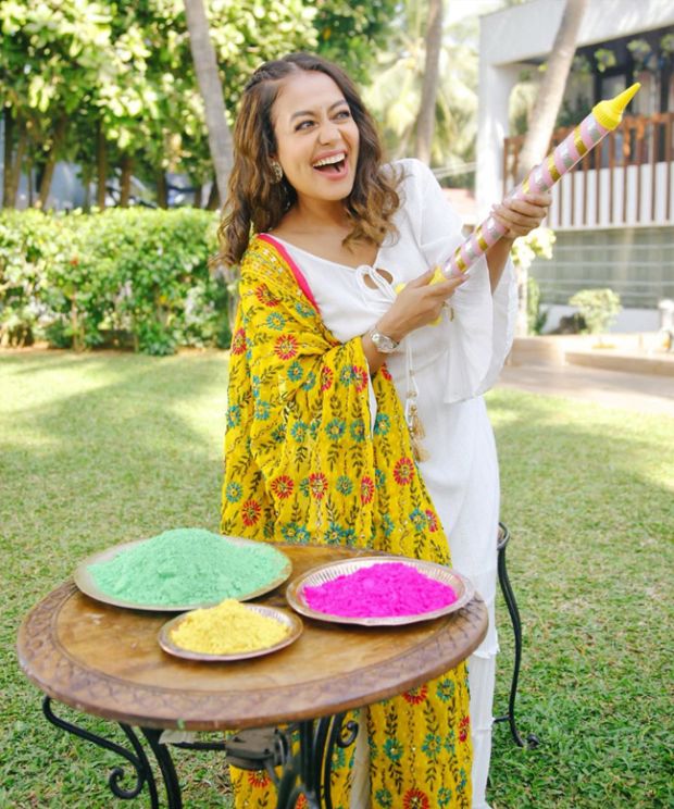 Cheerful Singer Neha Kakkar Celebrating Holi