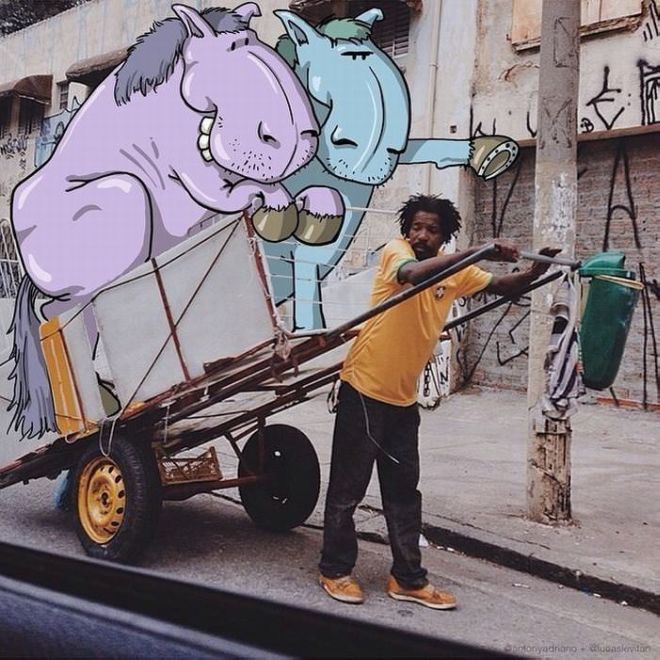 Brazilian Artist Makes Artworks And Merge Them Into Real Life