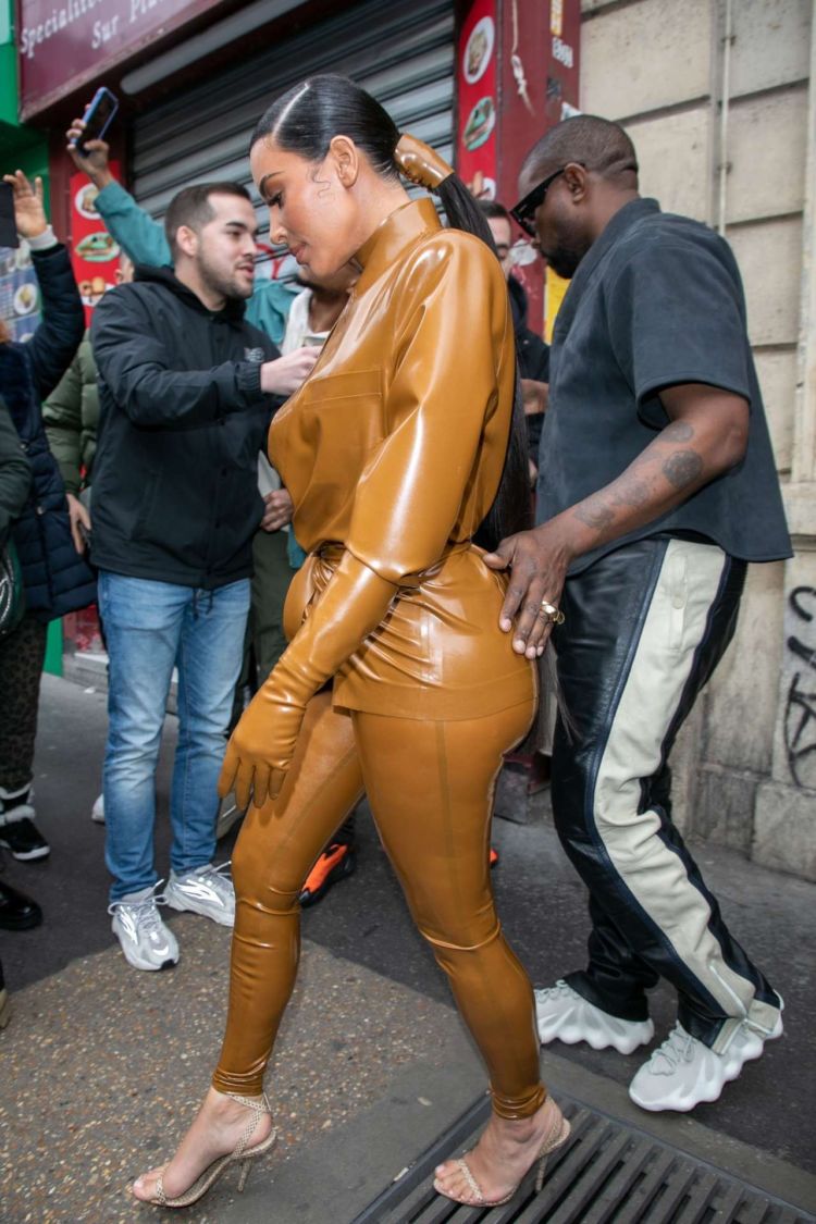 Kim Kardashian Candids Outside K West's Sunday Service at Theatre Des Bouffes Du Nord In Paris