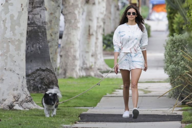 Nina Dobrev Spotted Walking Her Dog Out In Los Angeles