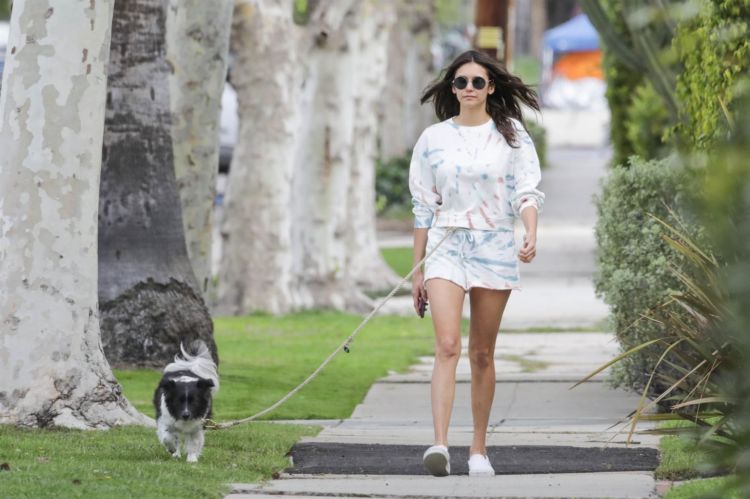 Nina Dobrev Spotted Walking Her Dog Out In Los Angeles