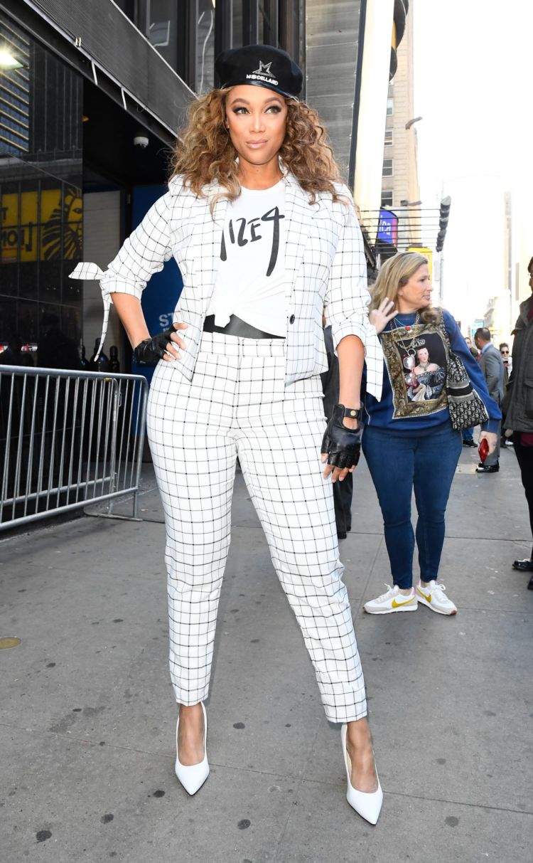Tyra Banks Greets Her Fans Outside Good Morning America In New York