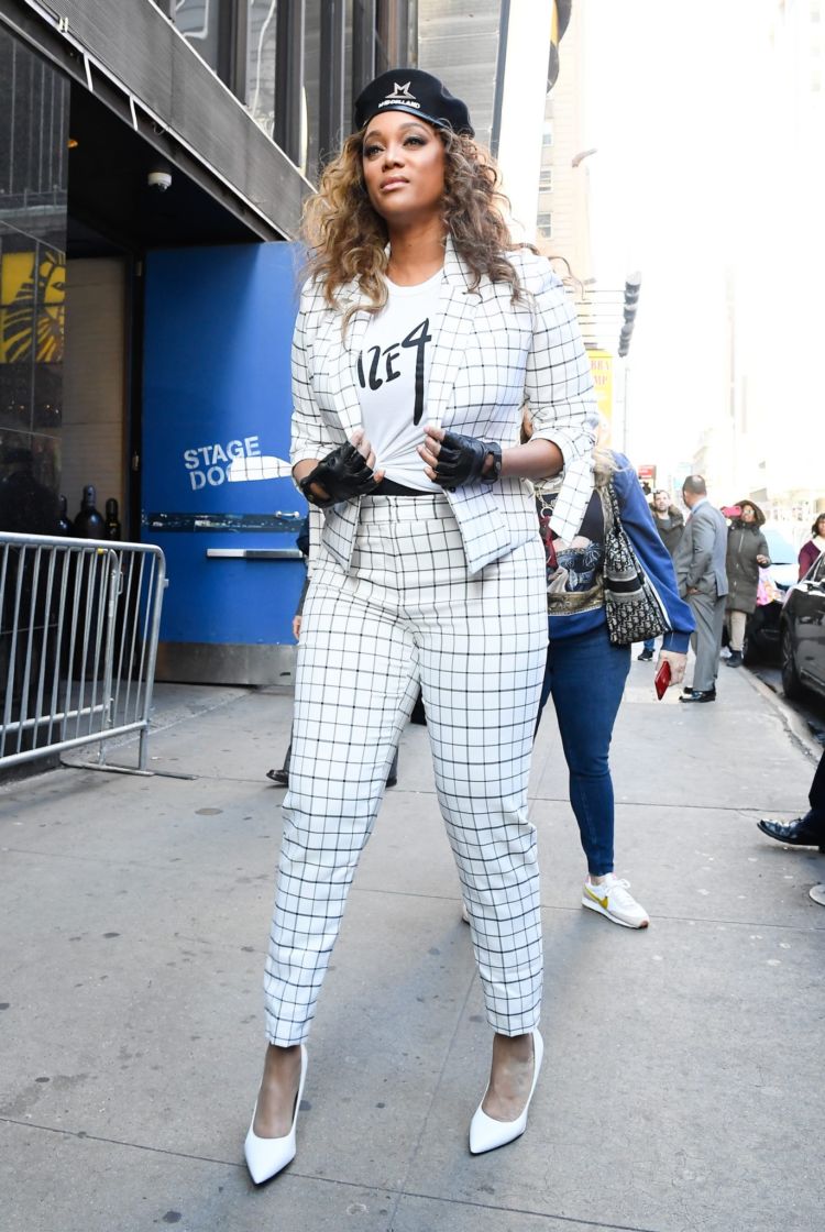 Tyra Banks Greets Her Fans Outside Good Morning America In New York