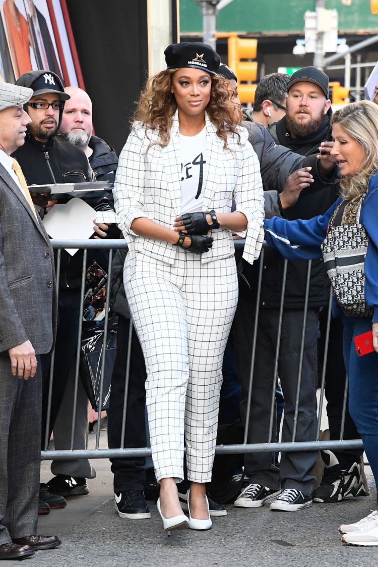 Tyra Banks Greets Her Fans Outside Good Morning America In New York