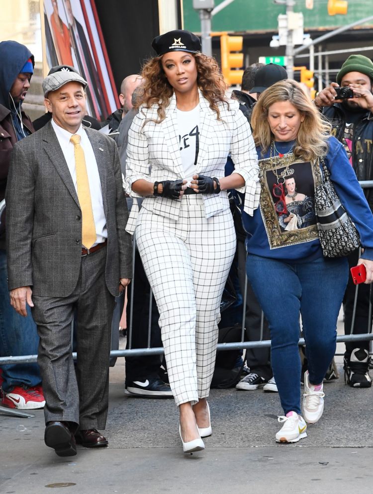 Tyra Banks Greets Her Fans Outside Good Morning America In New York