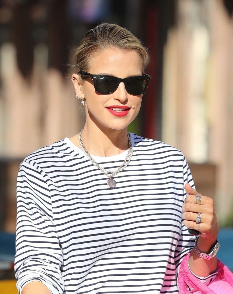 Vogue Williams Spotted In Leather Pants Outside Heart Radio Show In London