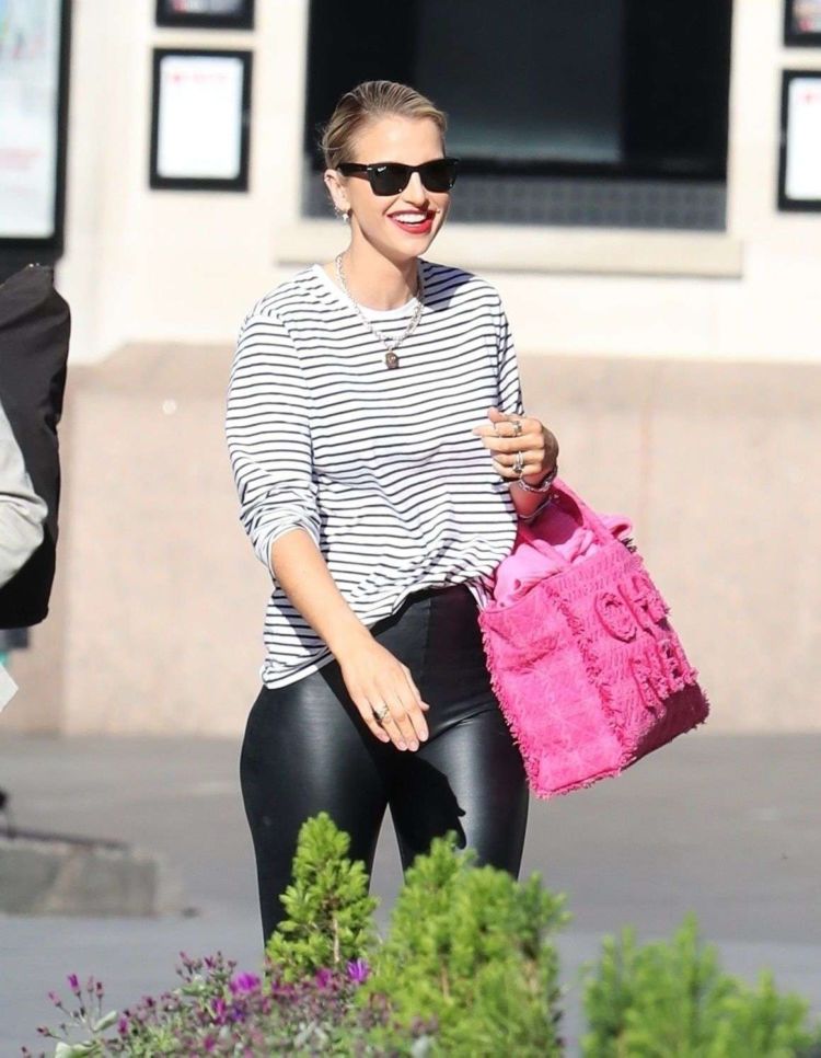 Vogue Williams Spotted In Leather Pants Outside Heart Radio Show In London
