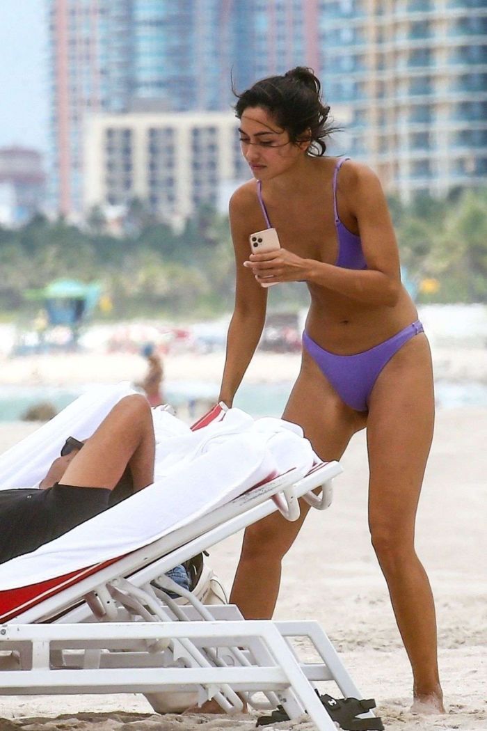 Ambra Gutierrez In A Blue Bikini At Miami Beach