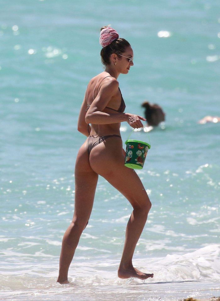 Candice Swanepoel Vacationing In A Bikini On The Beach In Miami