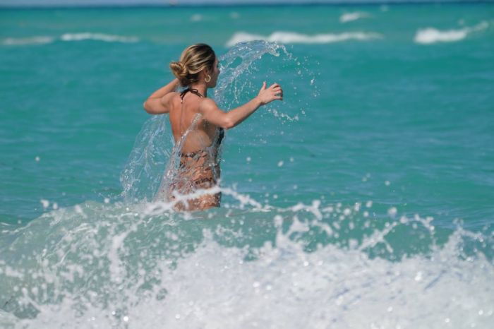 Candice Swanepoel Vacationing In A Bikini On The Beach In Miami