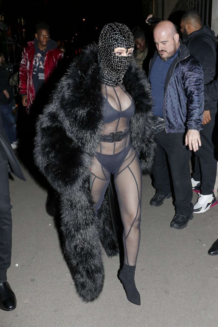 Cardi B In A Black Outfit At Laundered Works Corp Fashion Show In Paris
