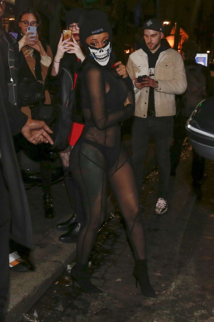 Cardi B In A Black Outfit At Laundered Works Corp Fashion Show In Paris
