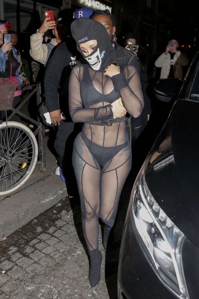 Cardi B In A Black Outfit At Laundered Works Corp Fashion Show In Paris