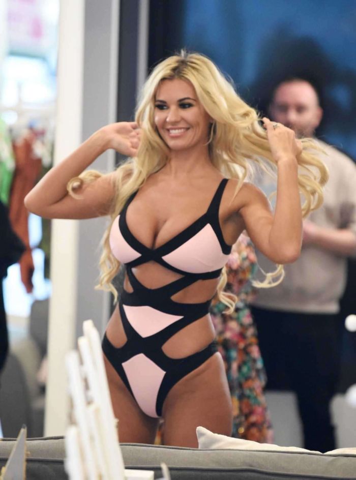 Christine McGuinness In Swimsuit At The 'Real Housewife of Cheshire' Set