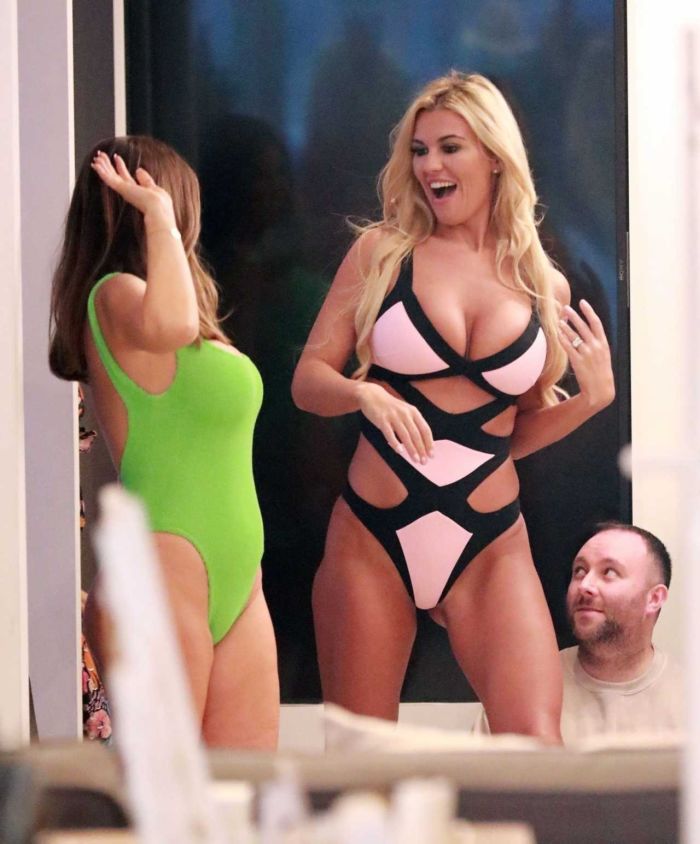 Christine McGuinness In Swimsuit At The 'Real Housewife of Cheshire' Set