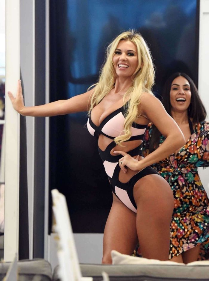 Christine McGuinness In Swimsuit At The 'Real Housewife of Cheshire' Set