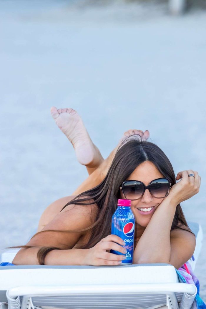 Claudia Romani Poses For The Super Bowl Pepsi Photoshoot