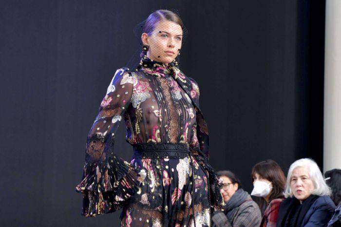 Georgia Fowler Walks For Elie Saab Fashion Show In Paris